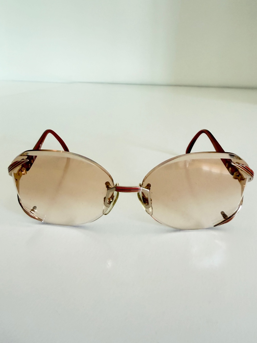 Vintage Christian Dior 2289 Sunglasses Optyl Gold Burgundy 80s Butterfly Austria